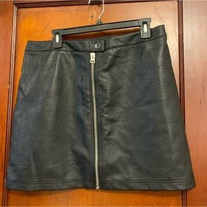 Topshop black faux leather mini skirt zip front